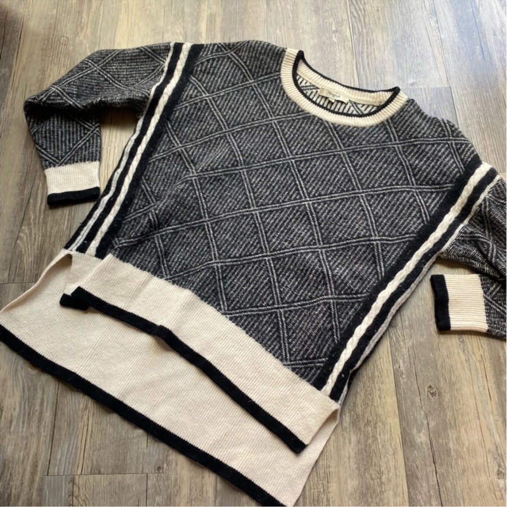 Madewell Black and Cream Sweater